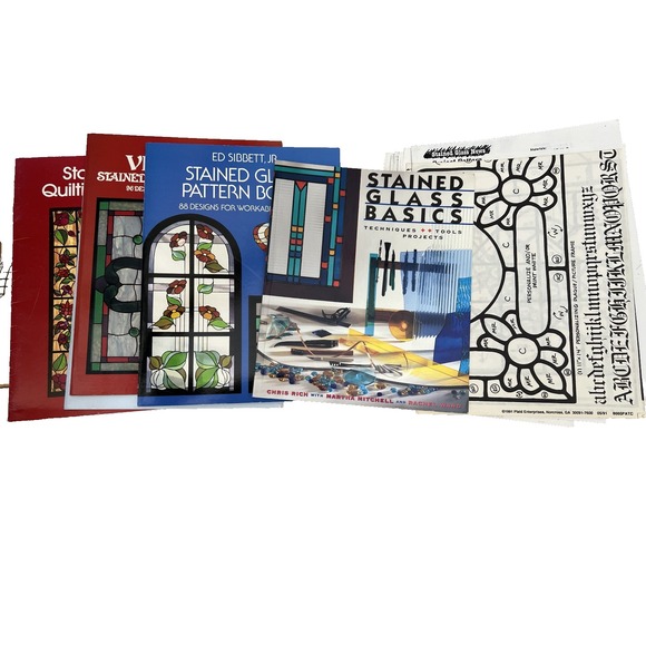 LOT Stained Glass Pattern 7 Craft Books Ed Sibbett Jr. Victorian Quilting Basics - Picture 8 of 16